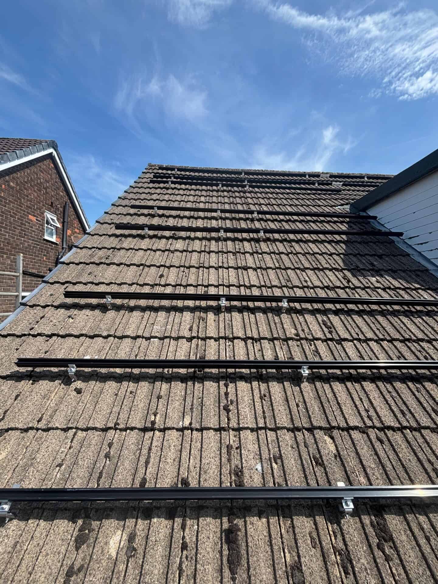 Solar mounting rails installed and ready for the solar panels to be fitted.
