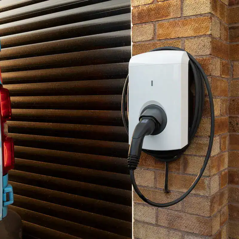EV charger mounted on a wall